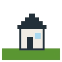 Icono de casa blanca con tejado oscuro